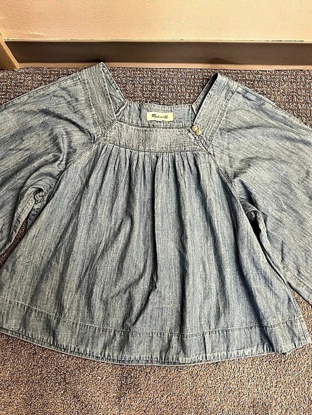 NWT MADEWELL Womens Cotton Lyocell Blue Jean Shirt Size L